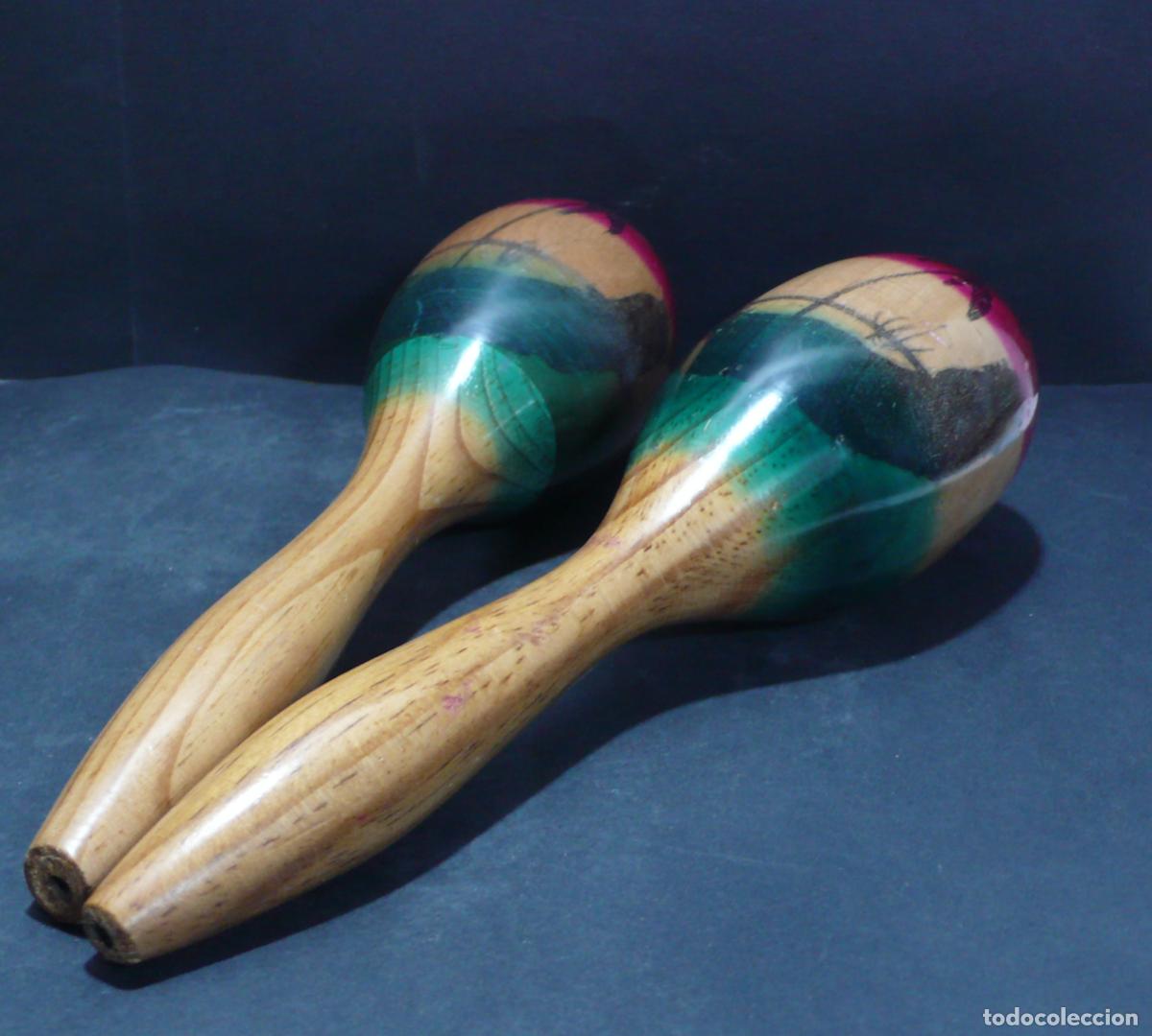 Coleccionismo: PAREJA DE MARACAS DE MADERA - Foto 3