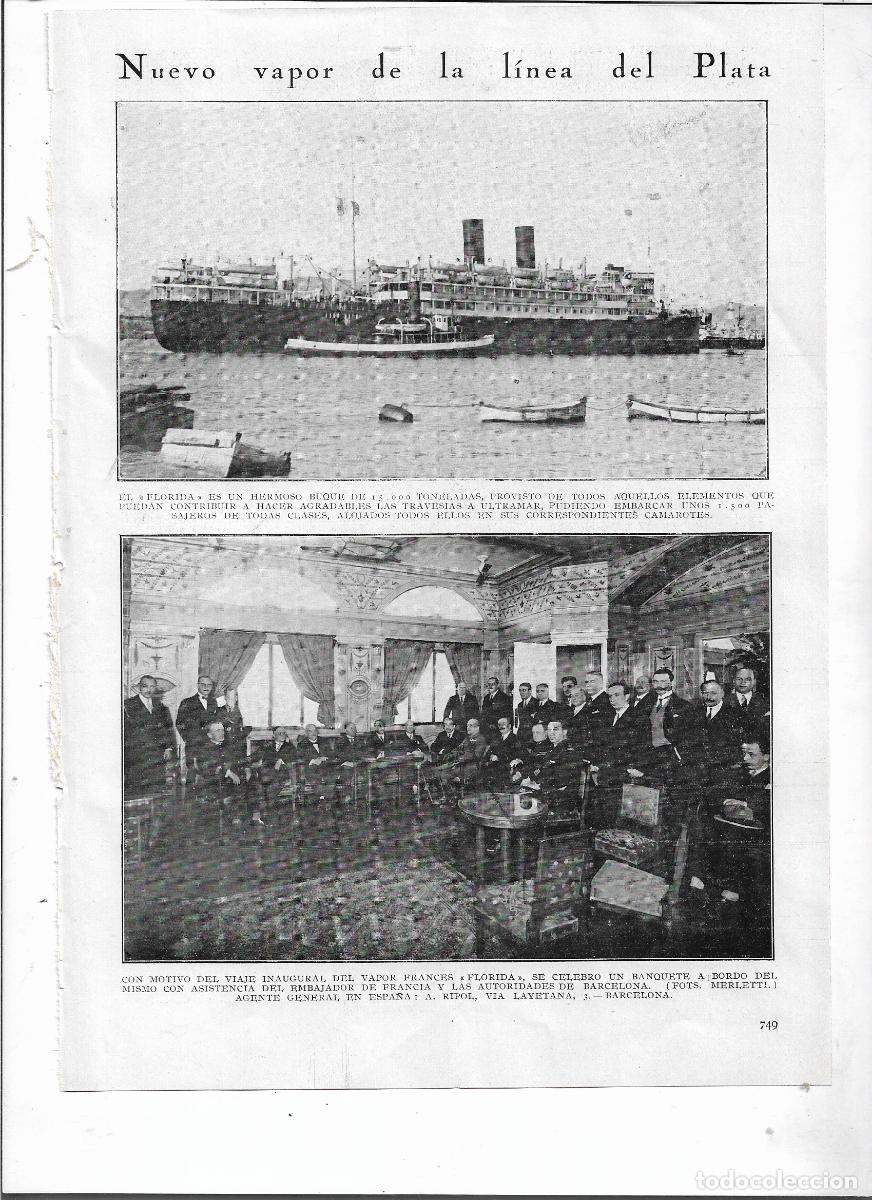 Coleccionismo: A&Ntilde;O 1926 RECORTE PRENSA BARCO BUQUE FLORIDA NUEVO VAPOR FRANCES DE LA LINEA DE LA PLATA