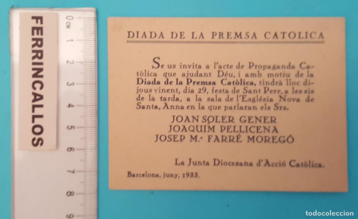 Sammelleidenschaft Papier: NVITACI&Oacute;N DIADA DE LA PREMSA CAT&Oacute;LICA, BARCELONA JUNIO 1933