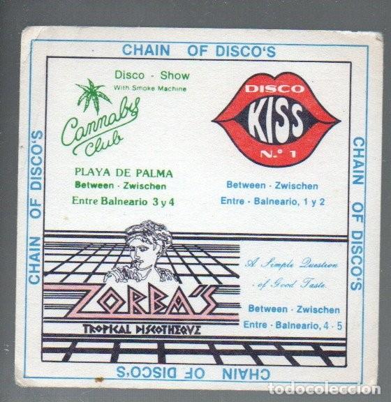 Colecionismo: ANTIGUO POSAVASOS, DISCOTECA ZORBA'S, DISCO KISS - CANNABIS CLUB. LAS PALMAS