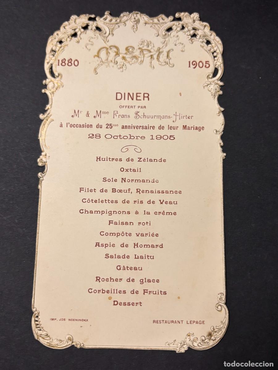 Coleccionismo: MEN&Uacute; DE BODA FRANCES DE MONSIEUR Y MADAME FRANS SCHUURMANS-HIRTER. RESTAURANTE LEPAGE. OCTUBRE 1905