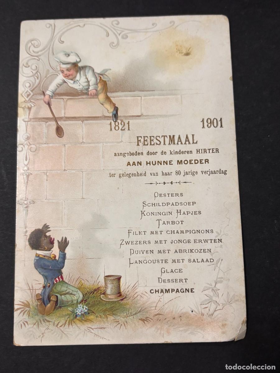 Coleccionismo: MEN&Uacute; DE CUMPLEA&Ntilde;OS DE LA MADRE DE LA FAMILIA HIRTER. B&Eacute;LGICA, 1901.