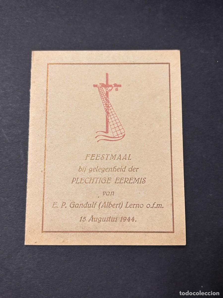 Coleccionismo: MEN&Uacute; DE BANQUETE RELIGIOSO NEERLAND&Eacute;S. PADRE FRANCISCANO GANDULF LERNO. 1944. VER FOTOS