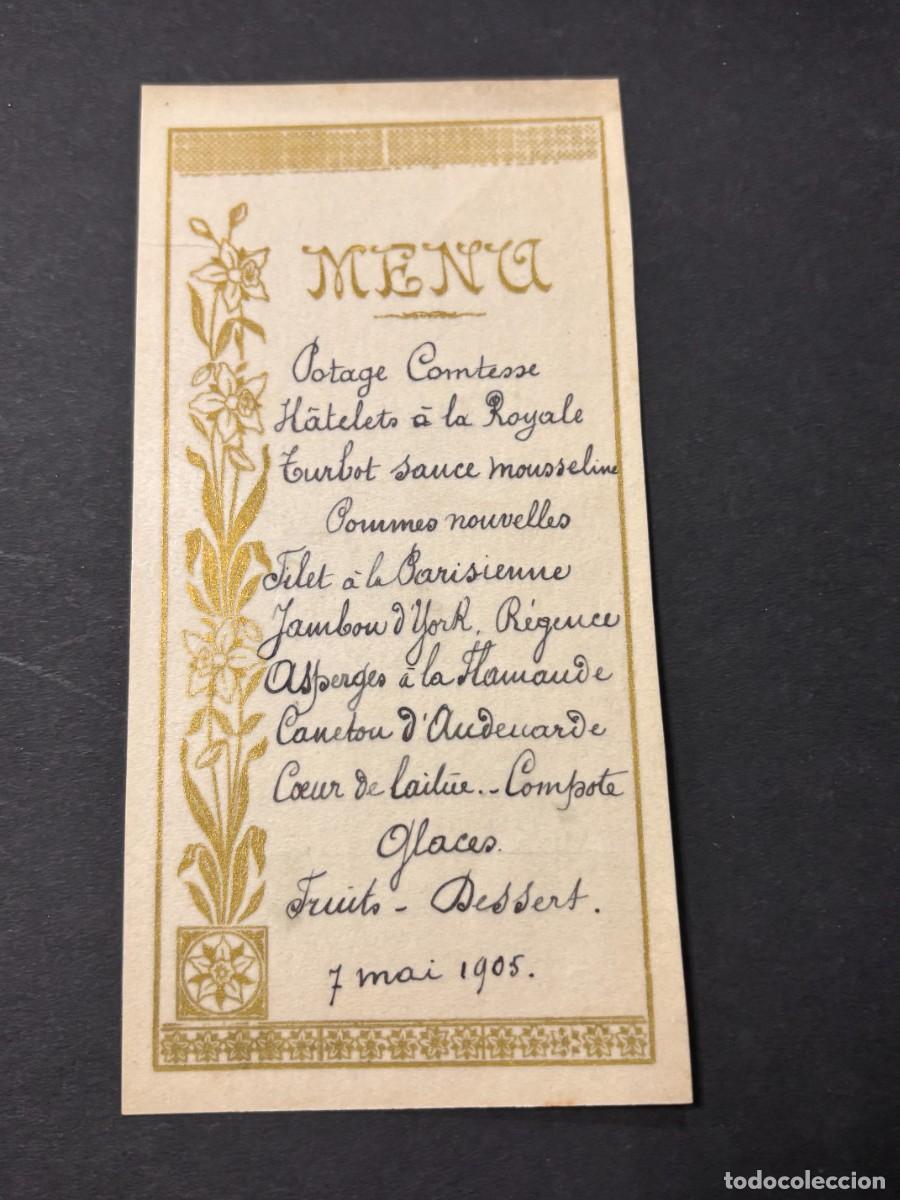 Colecionismo: MEN&Uacute; BELGA DEL A&Ntilde;O 1905. VER FOTOS