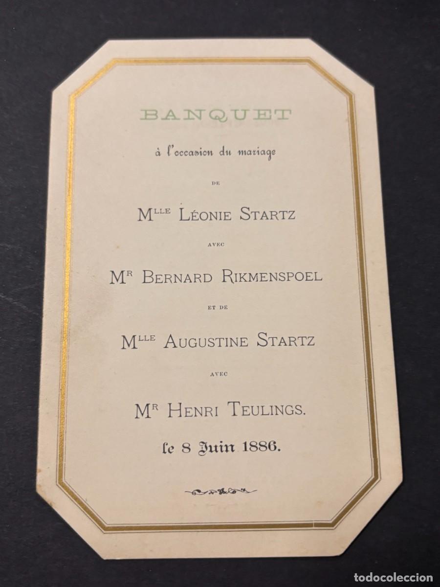 Colecionismo: MEN&Uacute; EN FRANC&Eacute;S DE BANQUETE DE BODAS. JUNIO, 1886. VER FOTOS
