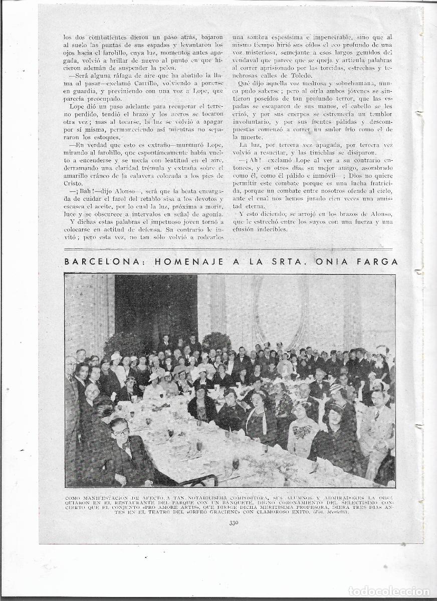 Coleccionismo: A&Ntilde;O 1933 RECORTE PRENSA BARCELONA HOMENAJE A ONIA FARGA COMPOSITORA PRO AMORE ARTIS