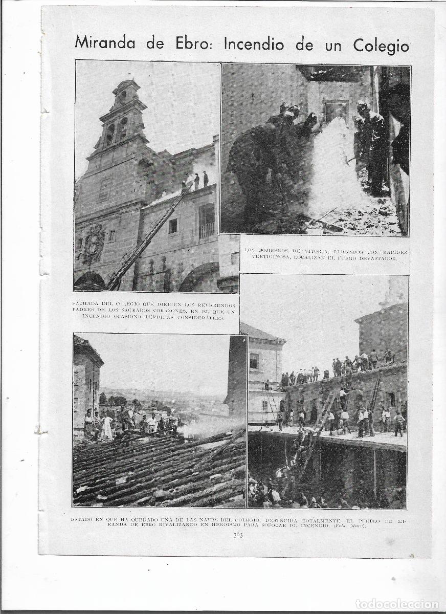 Coleccionismo: A&Ntilde;O 1933 RECORTE PRENSA MIRANDA DE EBRO INCENDIO COLEGIO SAGRADO CORAZON ACTUACION BOMBEROS VITORIA
