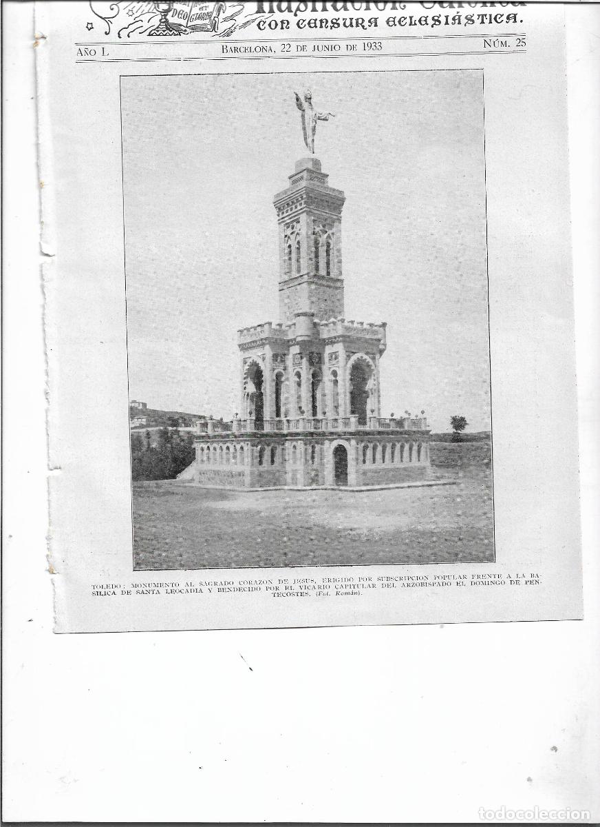 Coleccionismo: A&Ntilde;O 1933 RECORTE PRENSA TOLEDO MONUMENTO AL SAGRADO CORAZON DE JESUS SUBSCRIPCION POPULAR