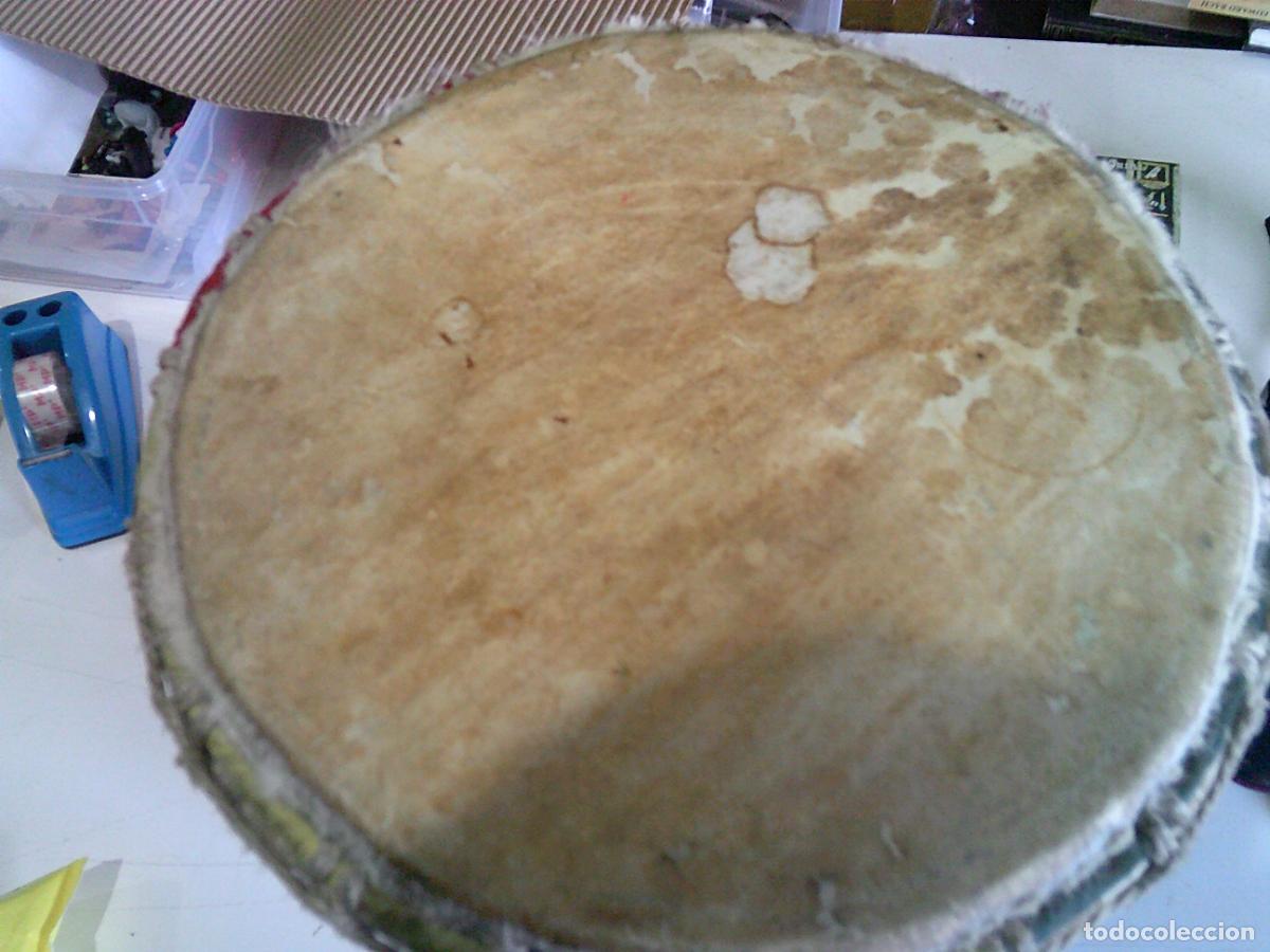 Coleccionismo: Tambor de mano de madera y cuero - Foto 4
