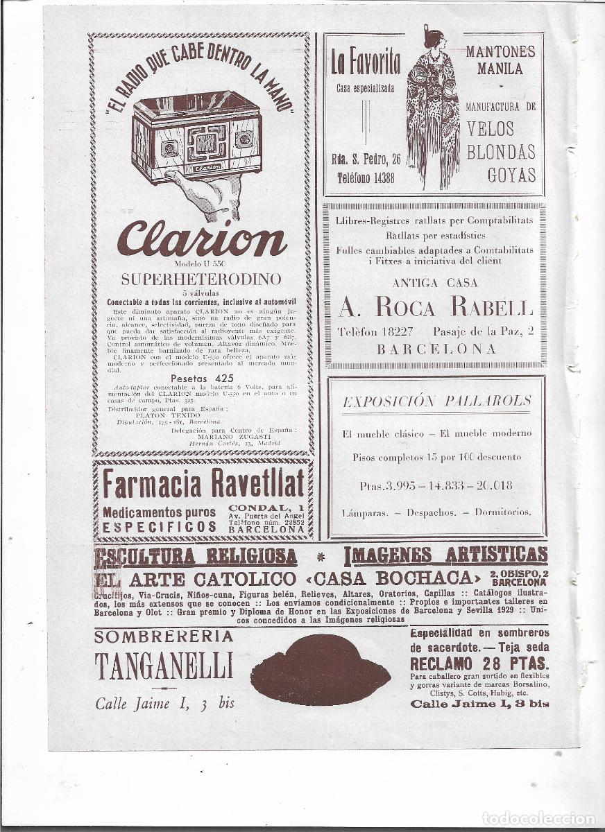 Coleccionismo: A&Ntilde;O 1933 RECORTE PRENSA PUBLICIDAD CLARION RADIO SUPERHETERODINO 5 VALVULAS PLATON TEIXIDO