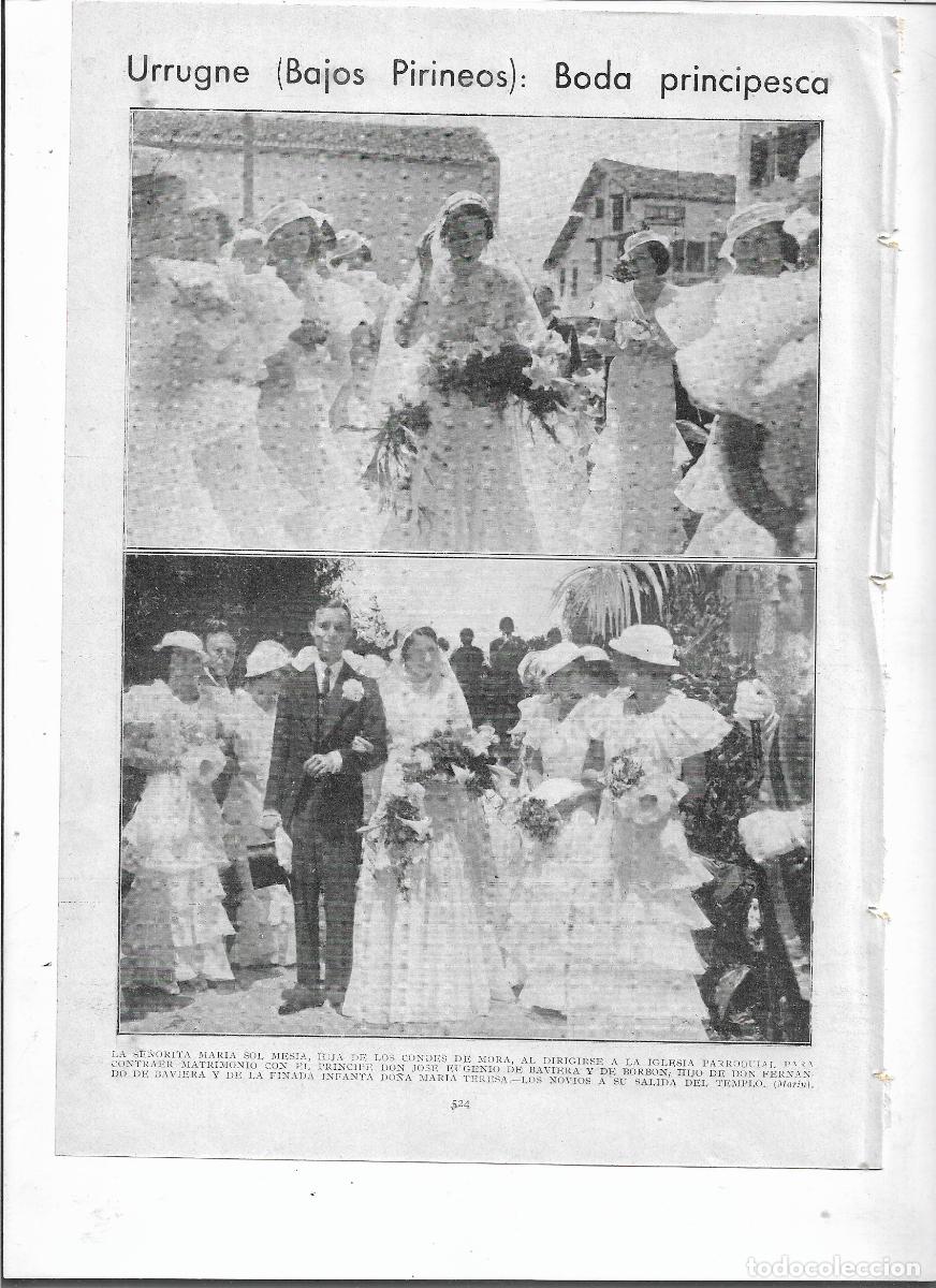 Colecionismo: 1933 RECORTE PRENSA URRUGNE BODA MARIA SOL MESIA CONDES DE MORA PRINCIPE FRANCISCO JOSE BAVIERA