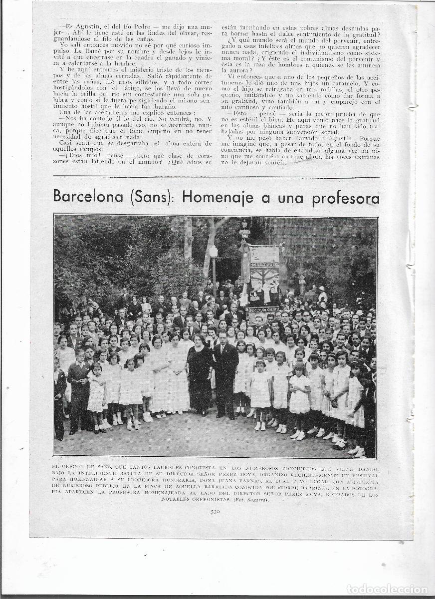 Coleccionismo: A&Ntilde;O 1933 RECORTE PRENSA BARCELONA SANTS ORFEO HOMENAJE PROFESORA JUANA FARNERS TORRE BARRINA
