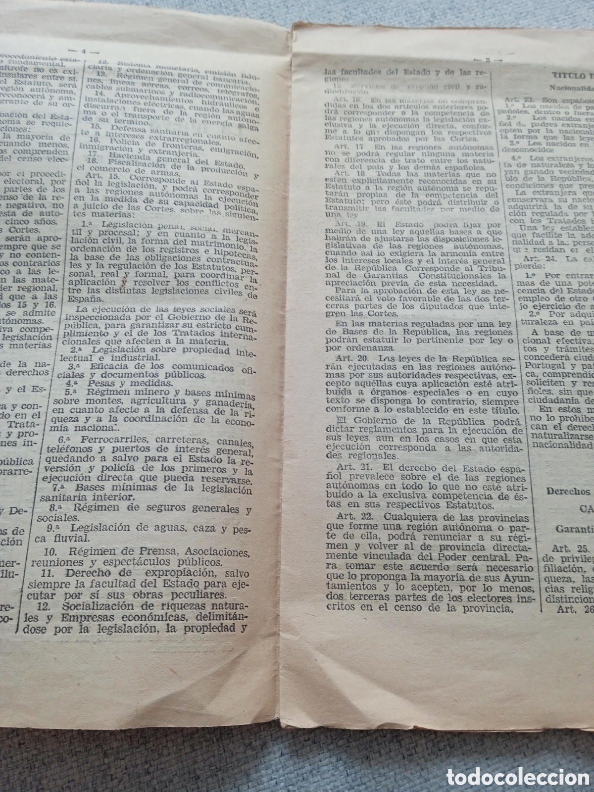 Coleccionismo: Texto nueva Constituci&oacute;n Rep&uacute;blica 1931 - Foto 3