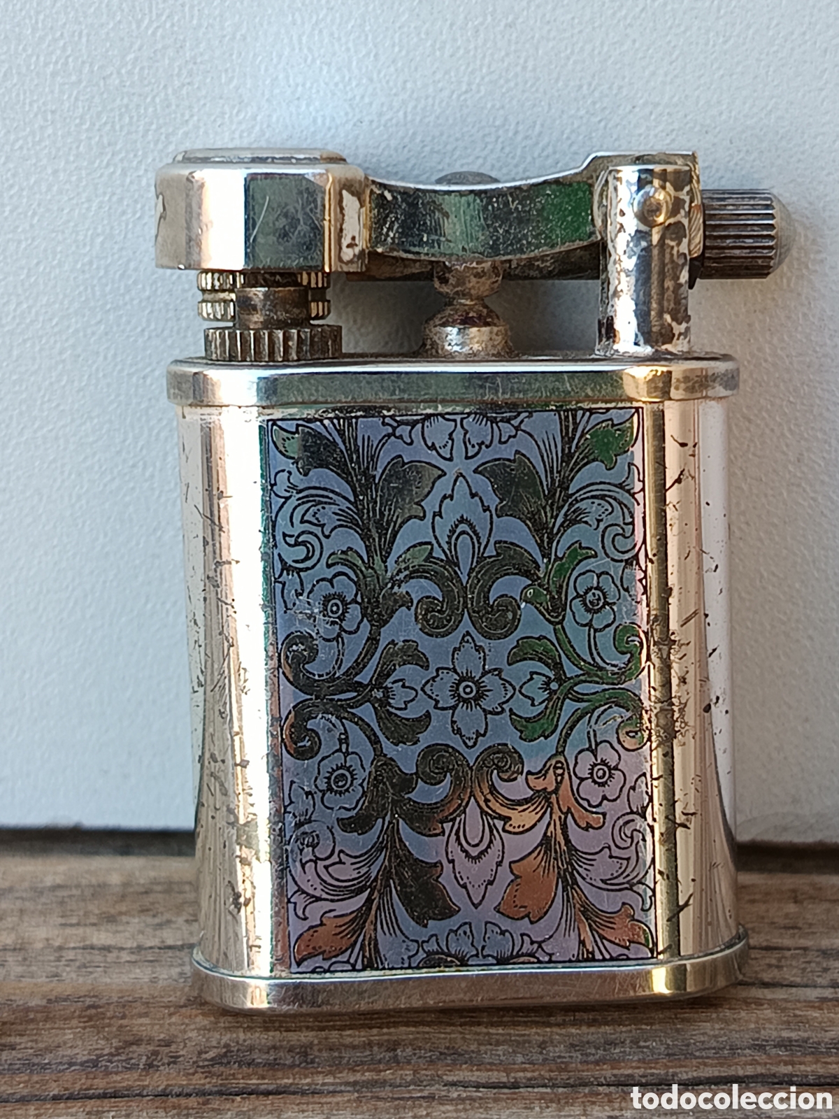 Coleccionismo: Mechero Pearl con esmaltes de flores - Foto 2