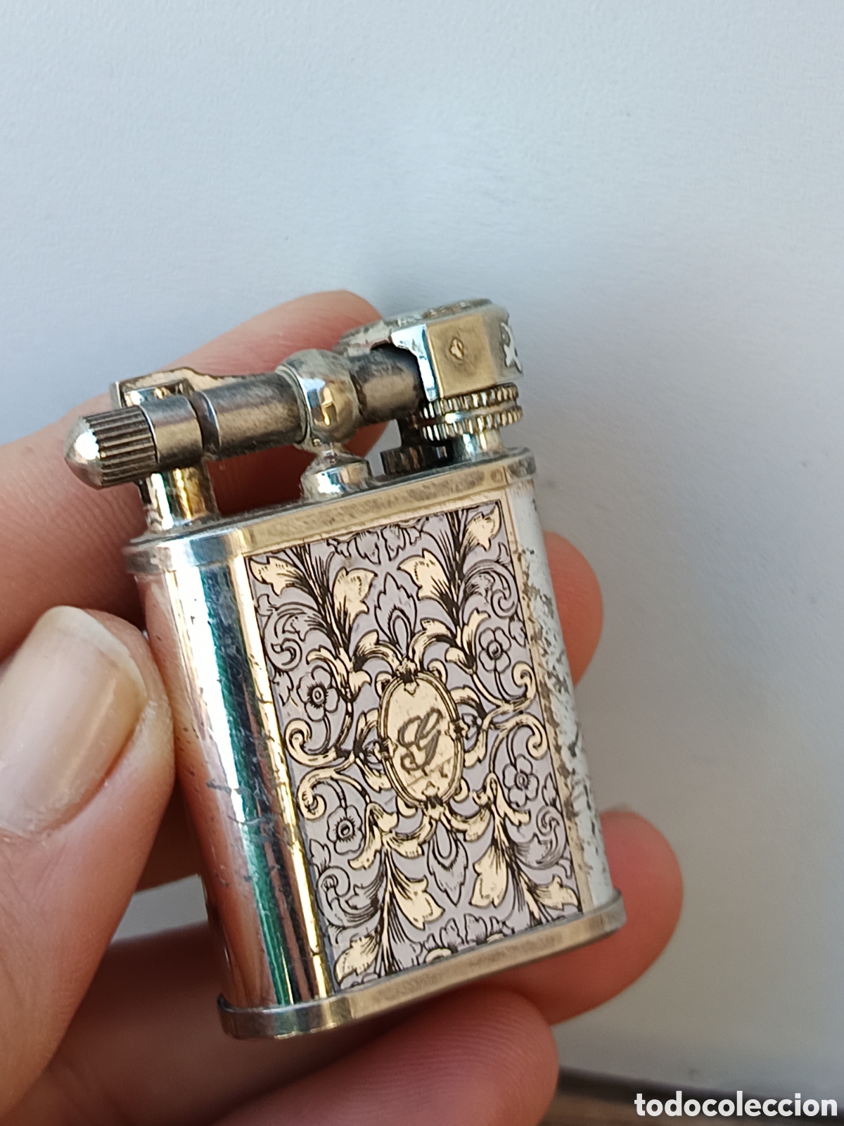 Coleccionismo: Mechero Pearl con esmaltes de flores - Foto 4