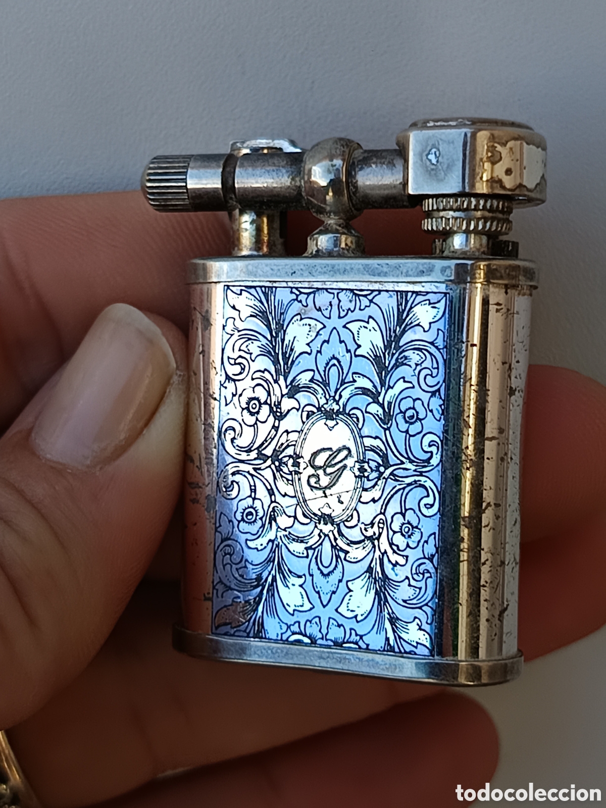 Coleccionismo: Mechero Pearl con esmaltes de flores - Foto 5