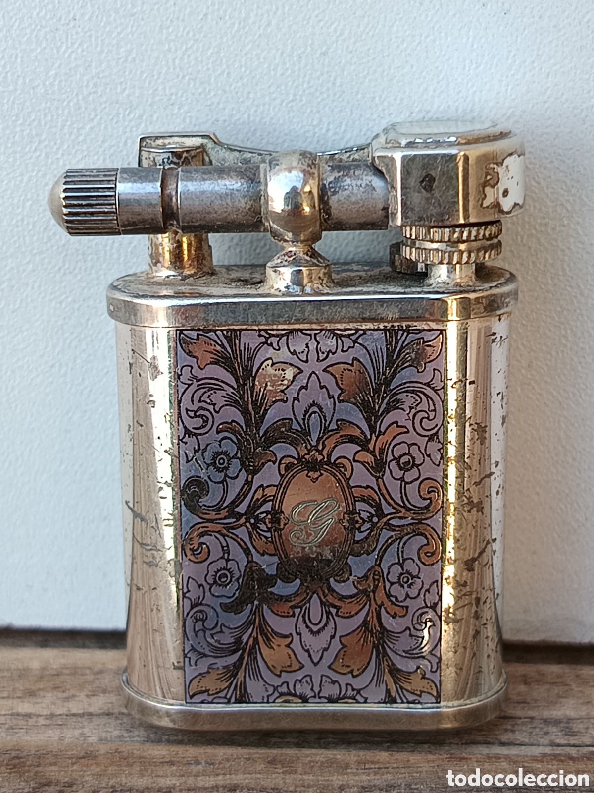 Coleccionismo: Mechero Pearl con esmaltes de flores - Foto 1