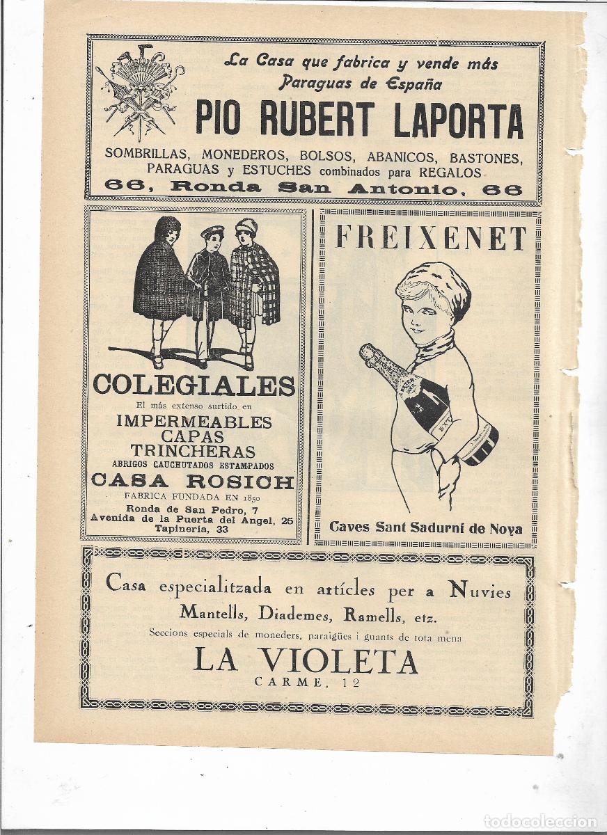 Colecionismo: A&Ntilde;O 1933 RECORTE PRENSA PUBLICIDAD BARCELONA CASA ROSICH COLEGIALES IMPERMEABLES CAPAS TRINCHERAS