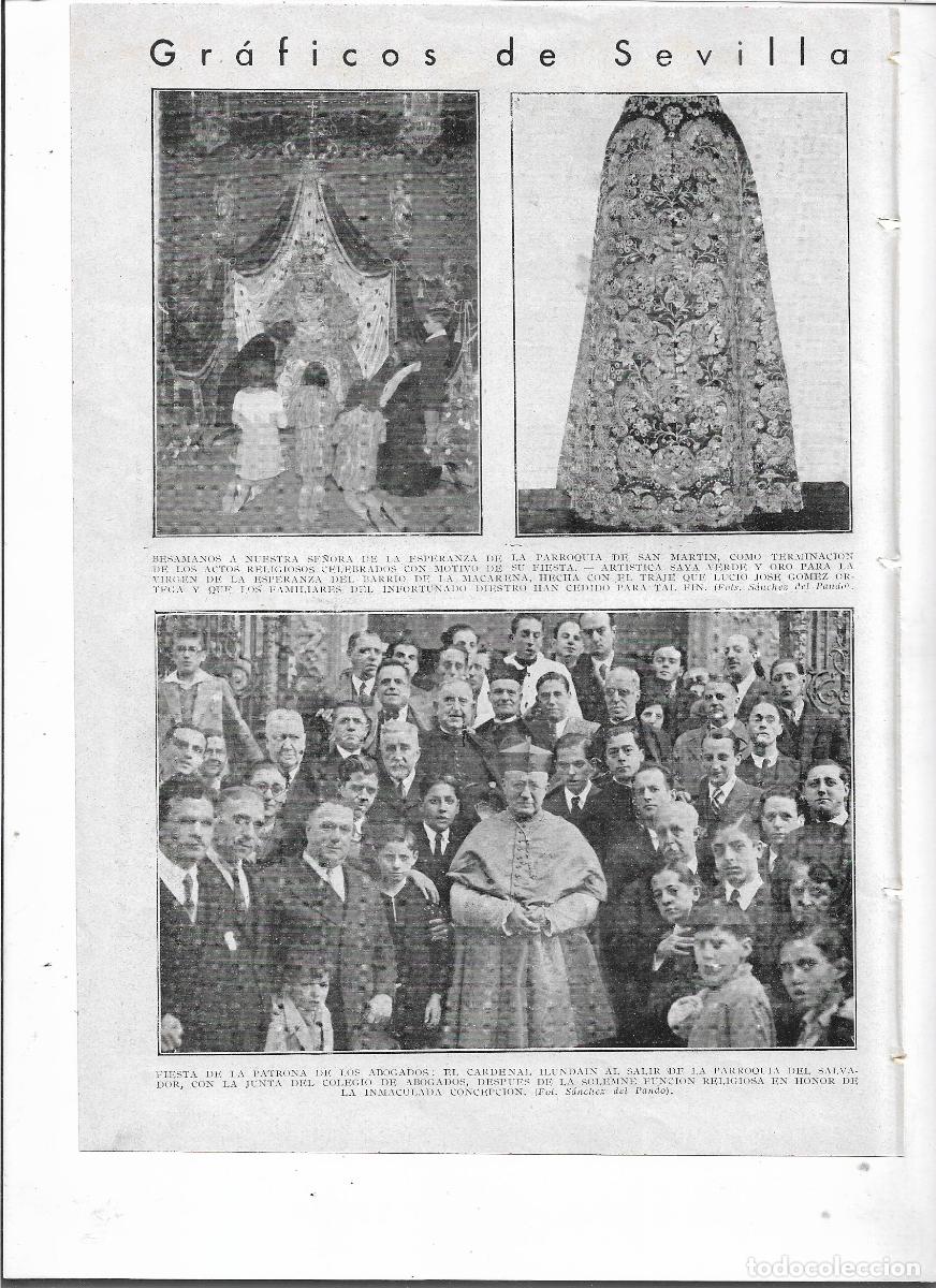 Collecting paper: A&Ntilde;O 1933 RECORTE PRENSA SEVILLA SAYA VIRGEN ESPERANZA BARRIO MACARENA TRAJE TORERO JOSE GOMEZ ORTEGA