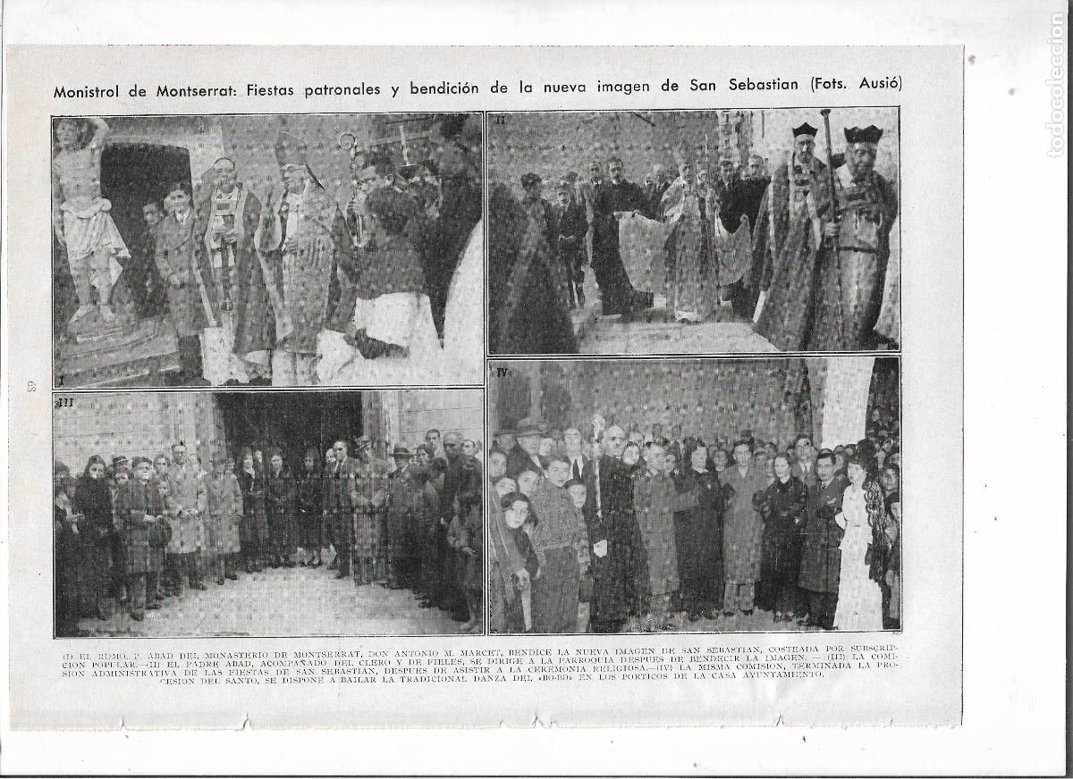 Coleccionismo: A&Ntilde;O 1935 RECORTE PRENSA MONISTROL DE MONTSERRAT BENDICION IMAGEN SAN SEBASTIAN DANZA DEL BO-BO