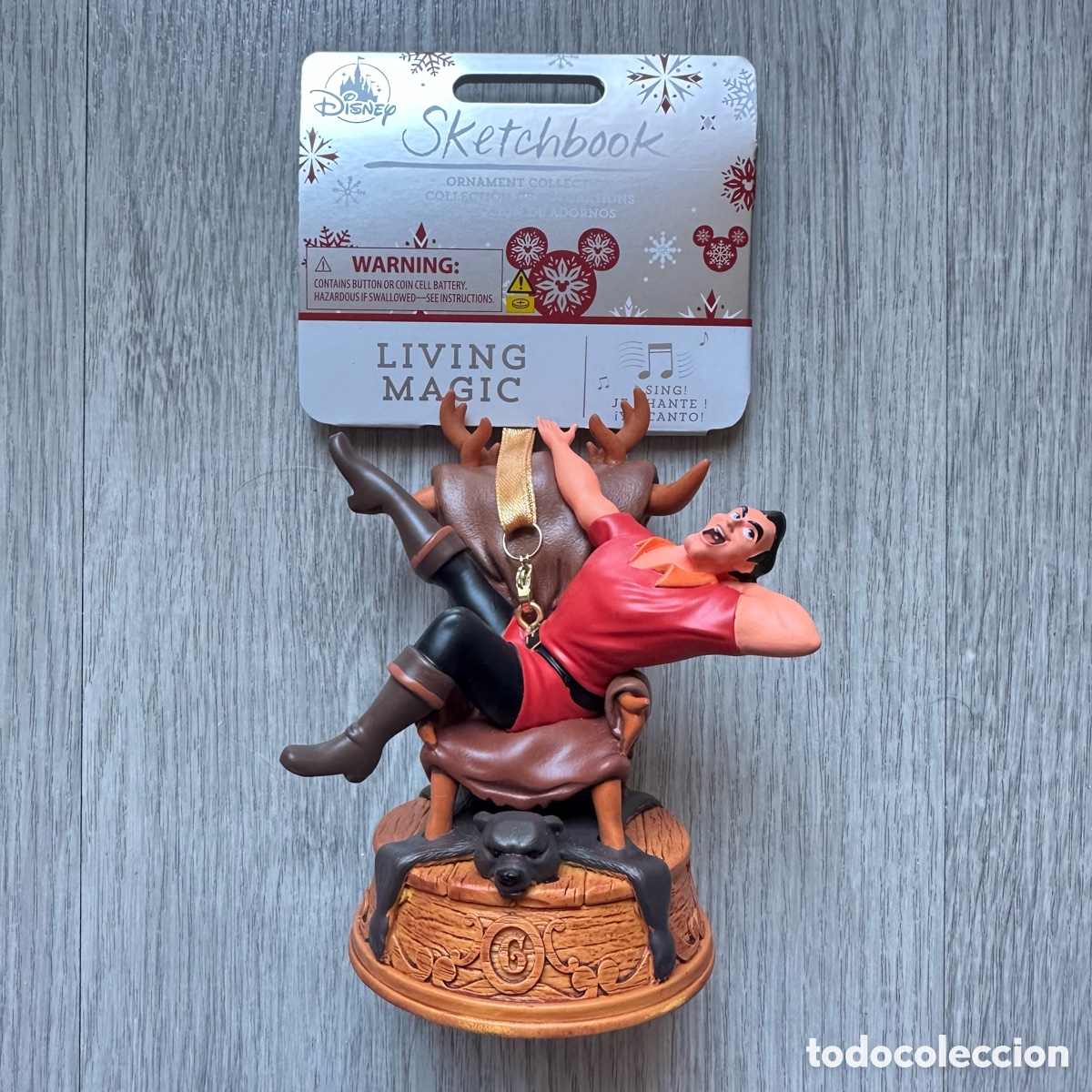 Coleccionismo: Adorno colgante voz Gast&oacute;n LeGume, La Bella y la Bestia, Disney Store