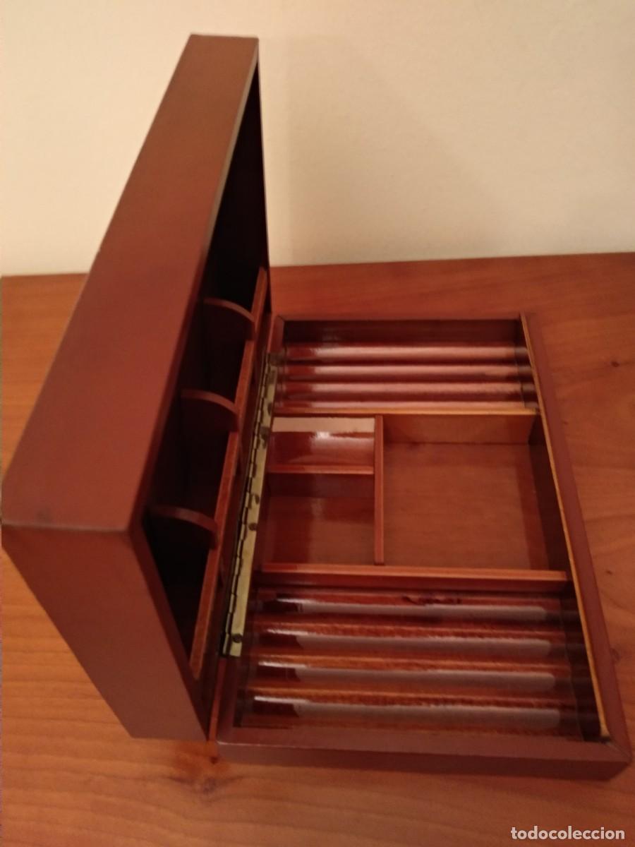 Coleccionismo: CAJA DE TABACO, MADERA Y PIEL, VINTAGE - Foto 4