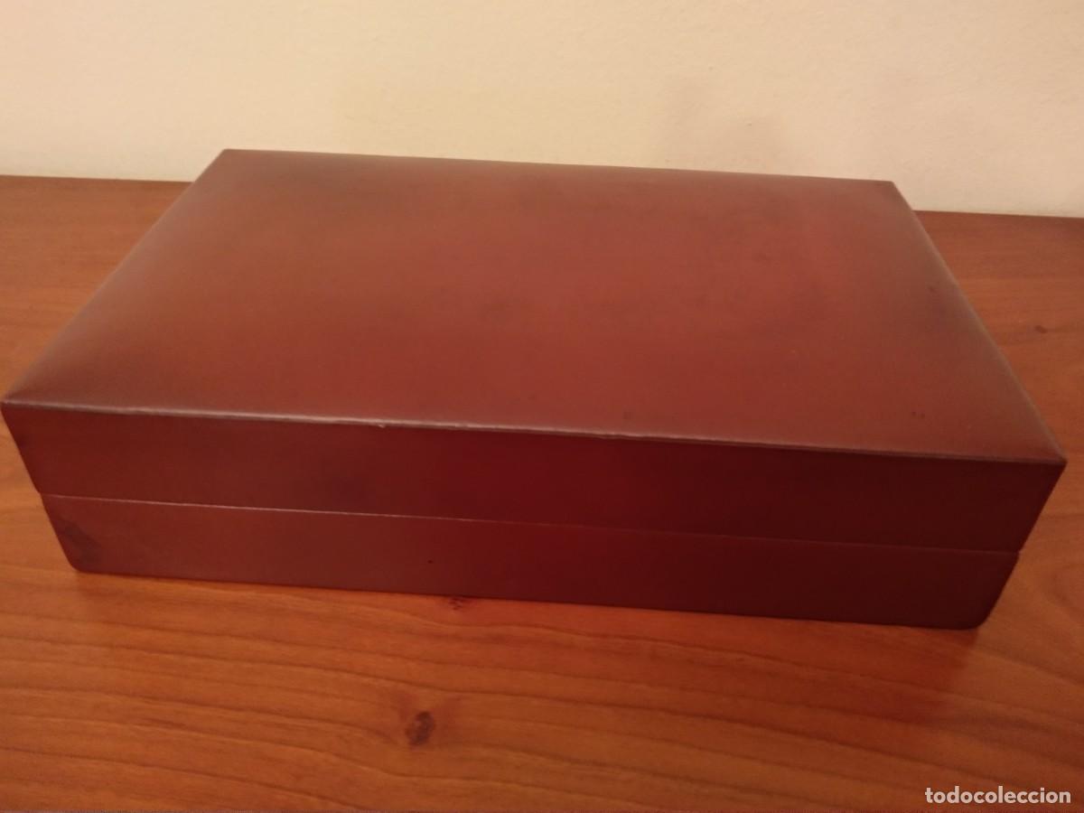 Coleccionismo: CAJA DE TABACO, MADERA Y PIEL, VINTAGE - Foto 7