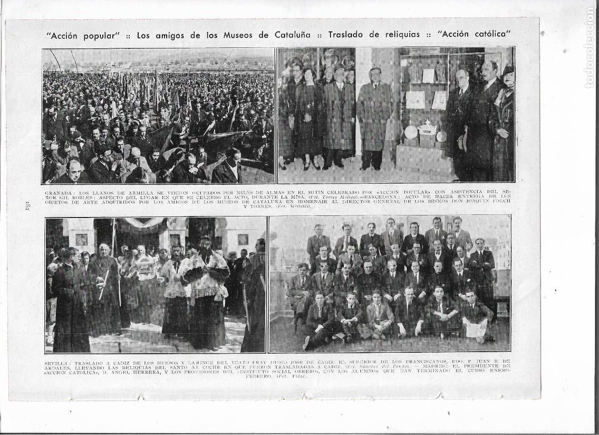 Sammelleidenschaft Papier: A&Ntilde;O 1935 RECORTE PRENSA SEVILLA TRASLADO RELIQUIA HUESOS LARINGE BEATO FRAY DIEGO JOSE DE CADIZ
