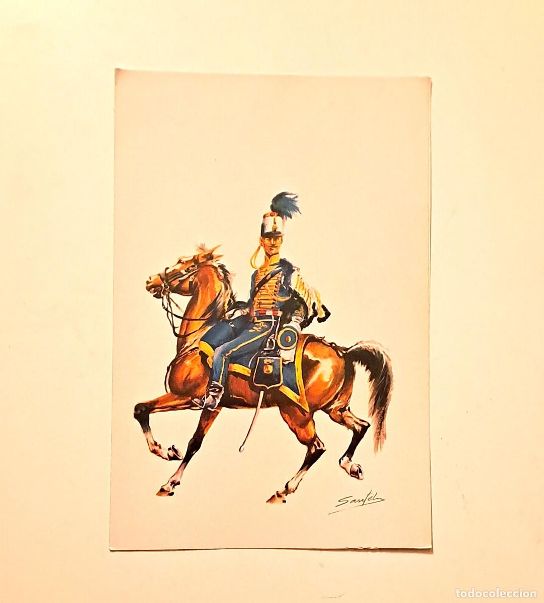Coleccionismo: TARJETA MILITAR A DOBLE HOJA - HUSARES DE LA PRINCES 1833 (21 x 14 cm)