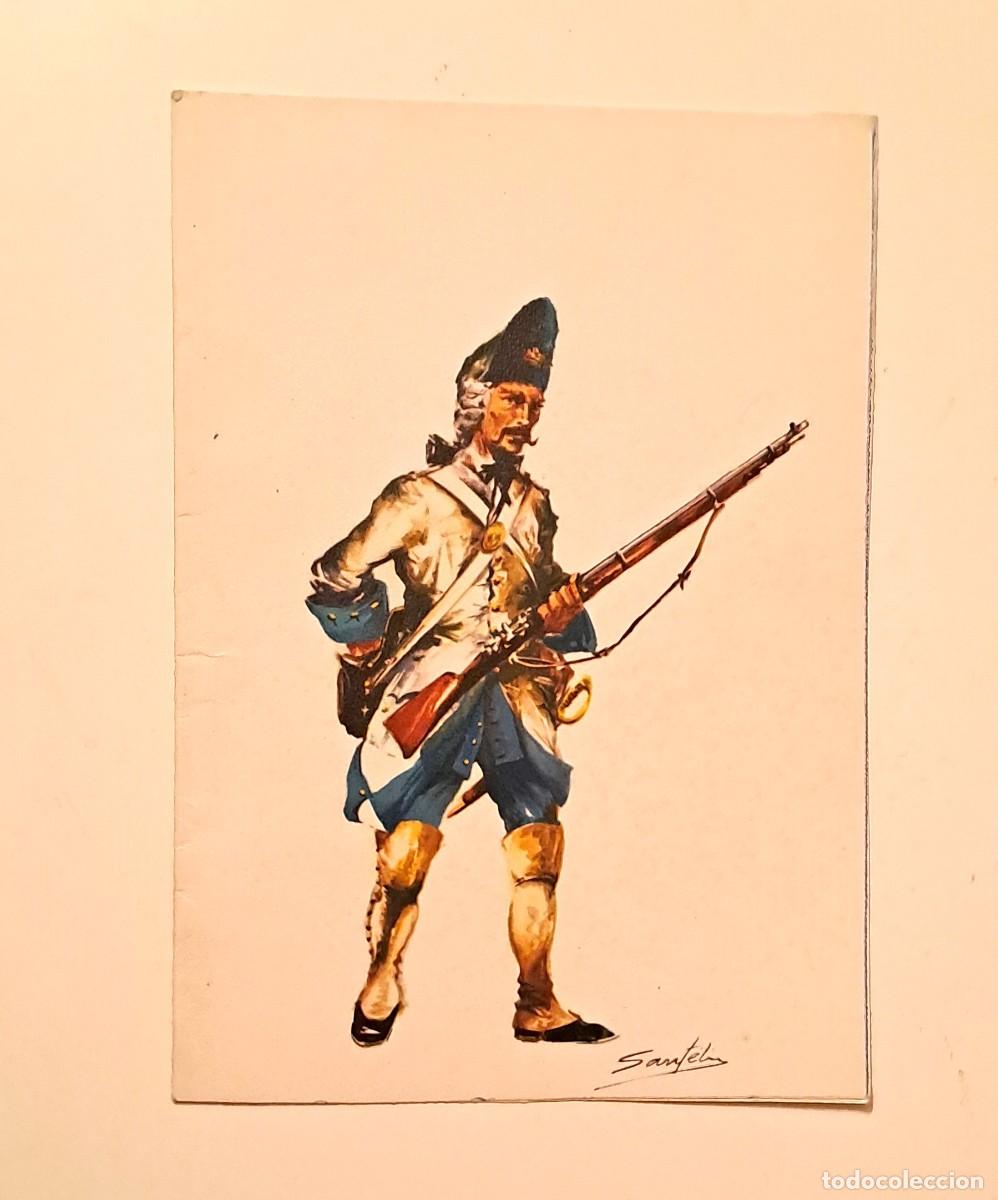 Coleccionismo: TARJETA MILITAR A DOBLE HOJA - GRANADERO INF. REG. BRUSELAS A&Ntilde;O 1711 (18,5 x 13 cm)