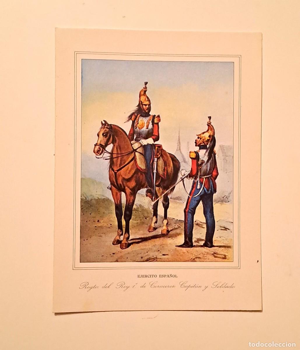 Coleccionismo: TARJETA MILITAR A DOBLE HOJA - REGIMIENTO DEL REY DE CORACEROS (18 x 13 cm)