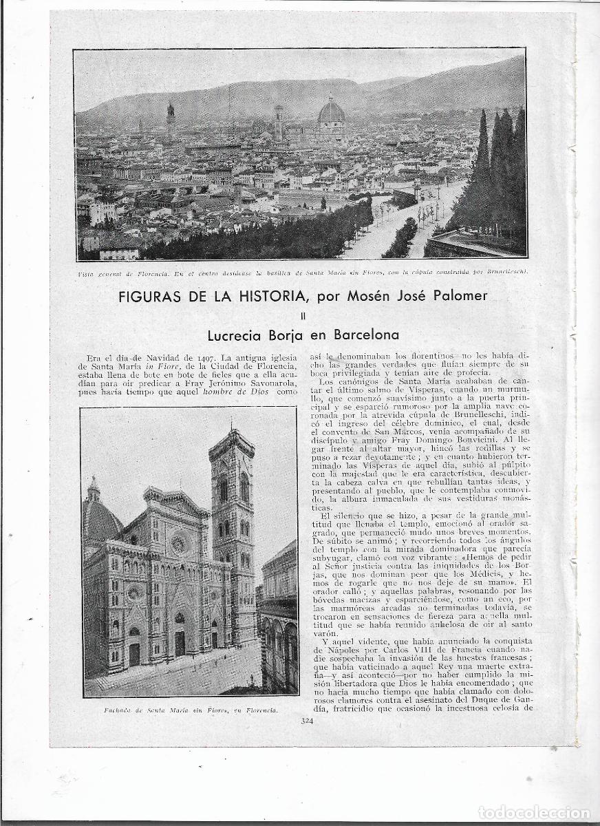 Collecting paper: A&Ntilde;O 1935 RECORTE PRENS LUCRECIA BORGIA BORJA EN BARCELONA CASA LA CANONJA CASTILLO MEDINA DEL CAMPO