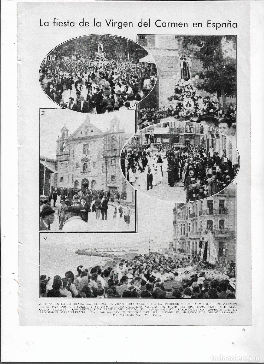 Coleccionismo: A&Ntilde;O 1935 RECORTE PRENSA FIESTA VIRGEN DEL CARMEN EN CHAMBERI MADRID PROCESION