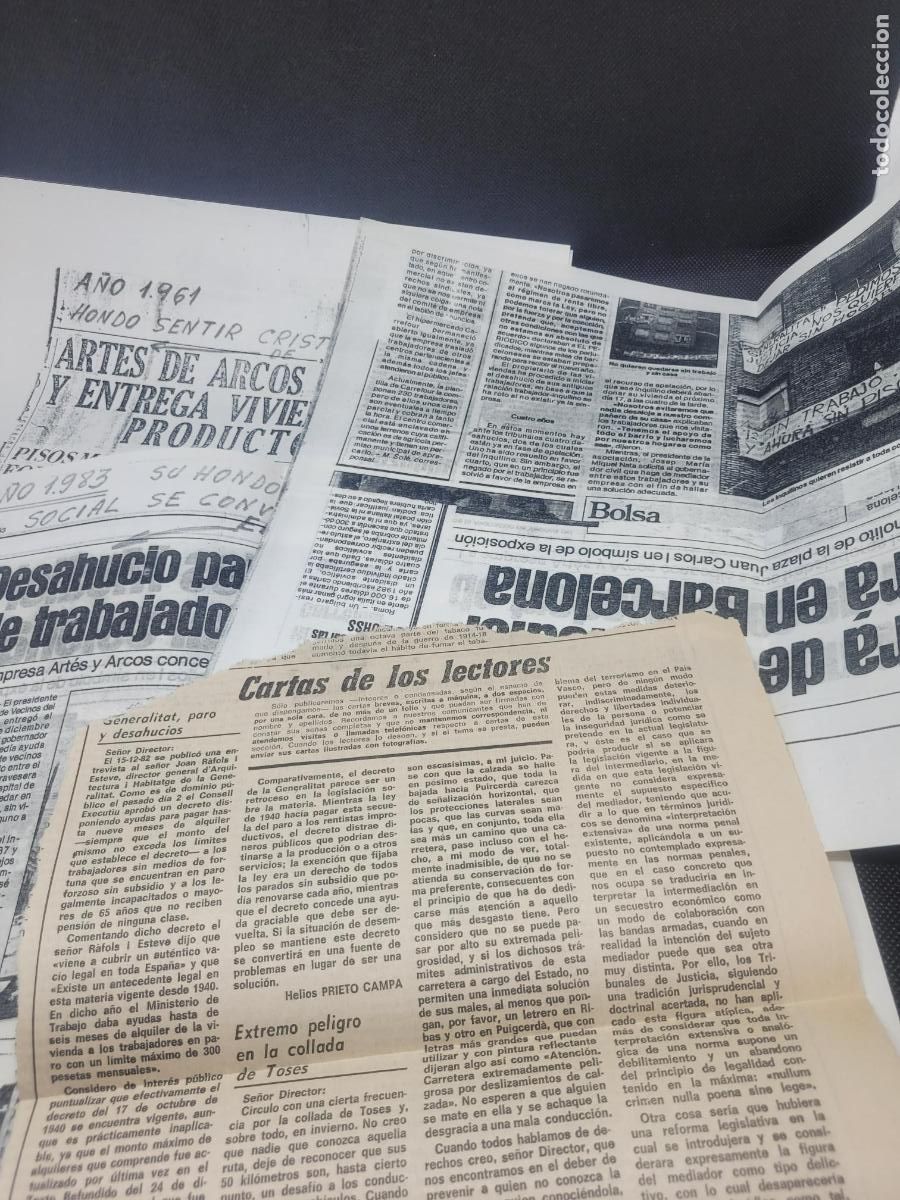 Sammelleidenschaft Papier: ARTES DE ARCOS DESPIDOS DOCUMENTACION FOTOCOPIAS PRENSA A&Ntilde;OS 80