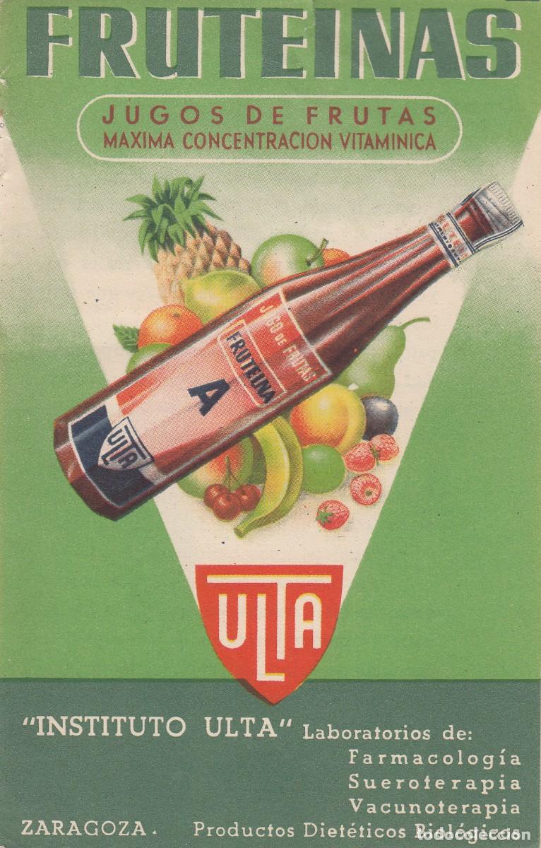 Coleccionismo: A&Ntilde;OS 50 -PUBLICIDAD FARMACIA - FRUTEINAS -LAB. INSTITUTO ULTA - ZARAGOZA