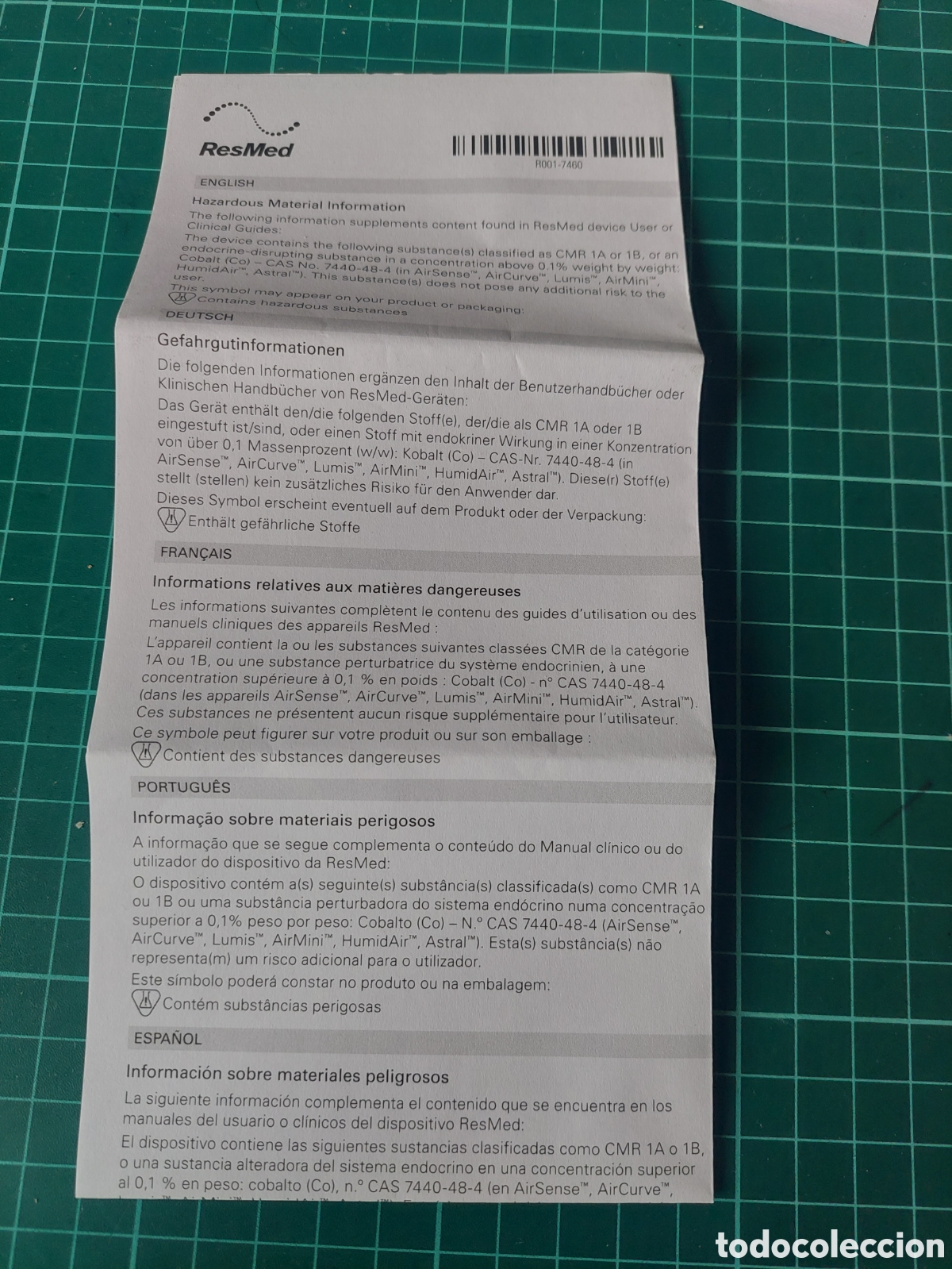 Colecionismo: INTRUCCIONES RESMED AIR SENSE MAQUINA AGNEA AUTO SET VARIOS IDIOMAS