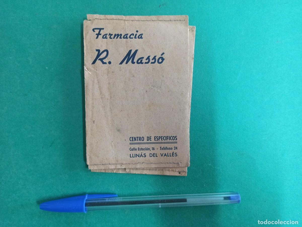 Colecionismo: Antigua publicidad Farmacia R Mass&oacute;. Llin&aacute;s del Vall&eacute;s. Con recetas de Formulas Magistrales. Llinars