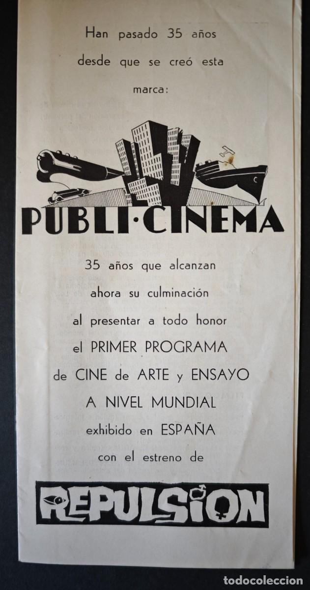 Coleccionismo: PUBLI-CINEMA, PRESENTACION DE LA PELUCULA &rdquo; REPULSION&rdquo; - Foto 1
