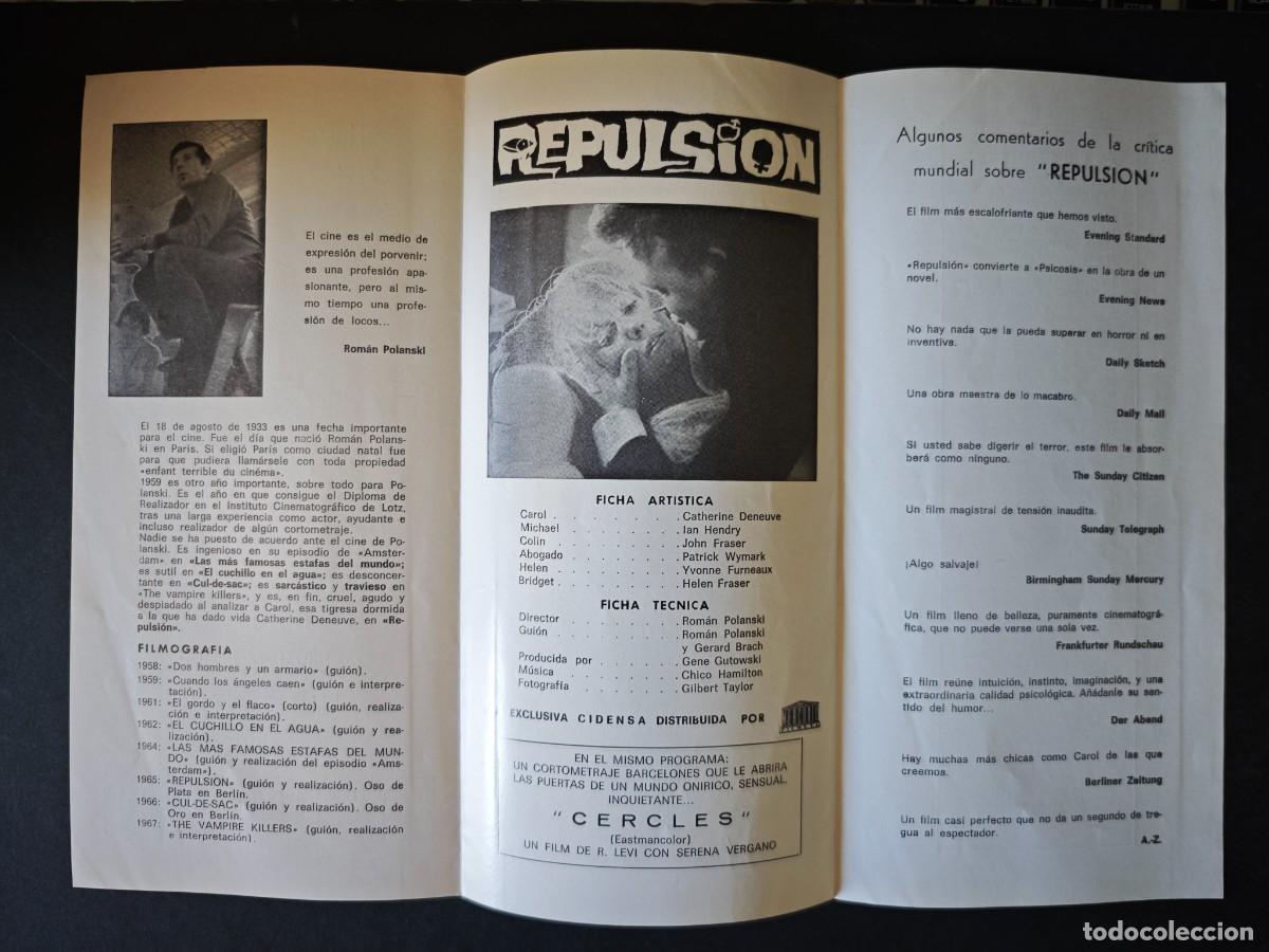 Coleccionismo: PUBLI-CINEMA, PRESENTACION DE LA PELUCULA &rdquo; REPULSION&rdquo; - Foto 2