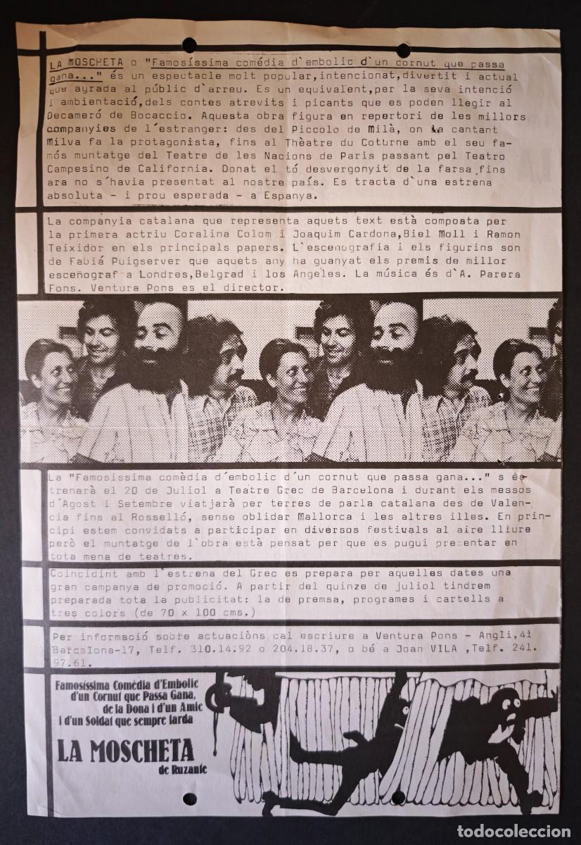 Coleccionismo: TEATRE - LA MOSCHETA - Foto 2