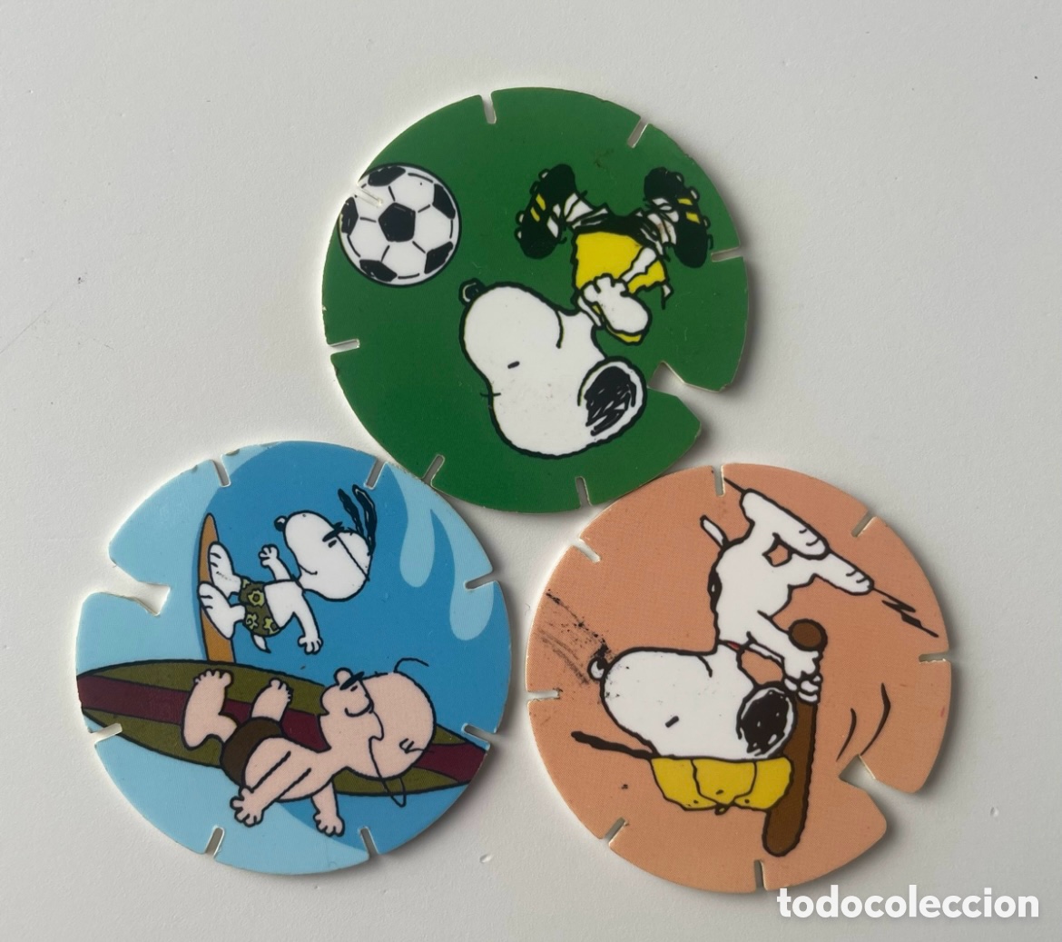 Coleccionismo: 3 Tazos snoopy caps. - Foto 1
