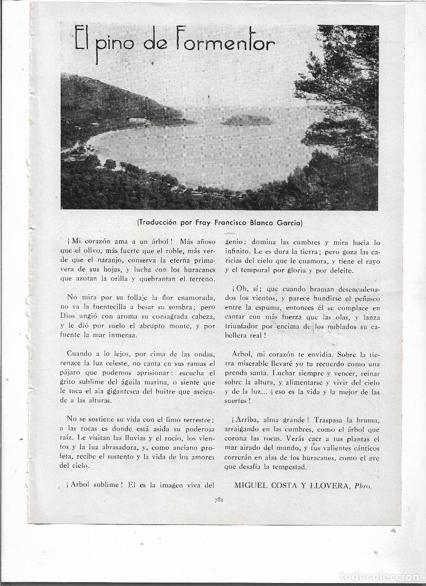 Collectionnisme: A&Ntilde;O 1935 RECORTE PRENSA MALLORCA EL PINO EL PI DE FORMENTOR POEMA