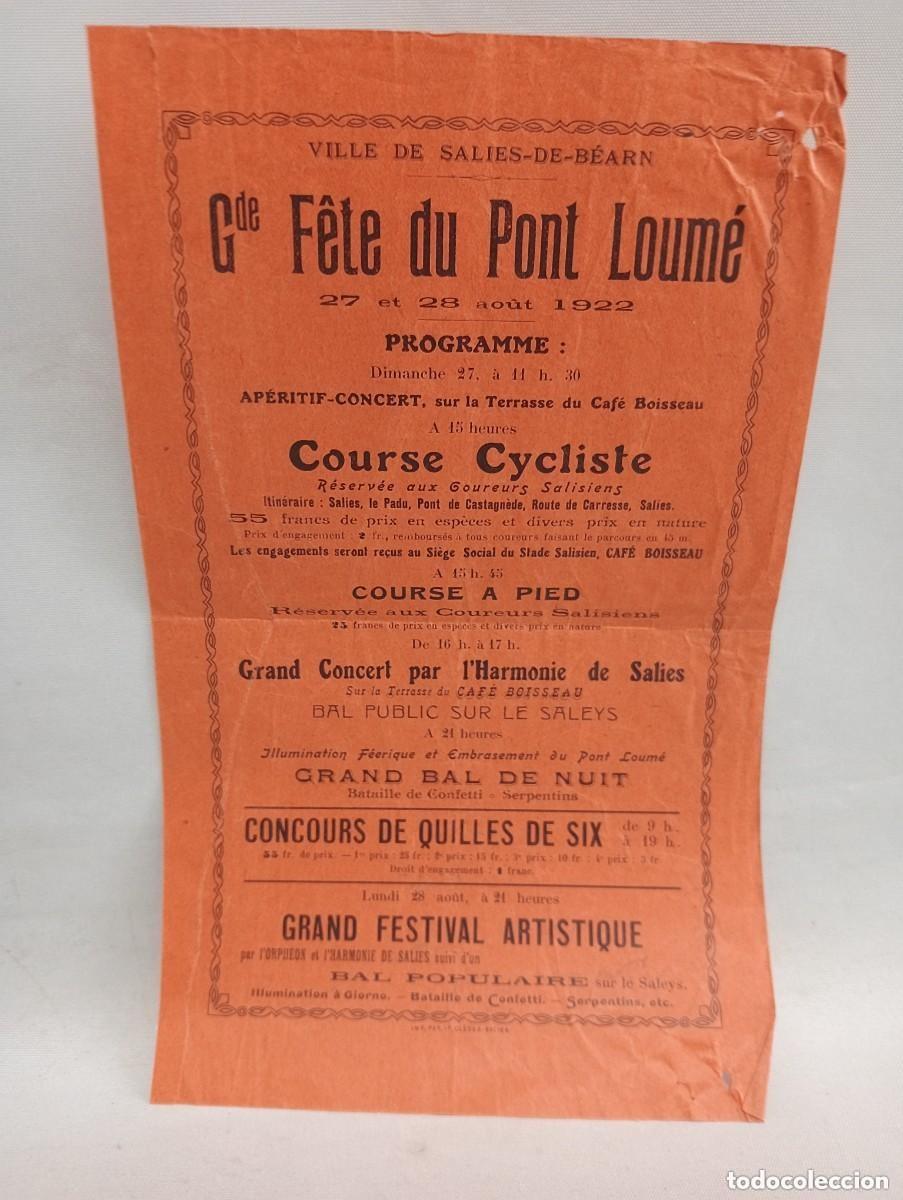 Coleccionismo: GDE F&Ecirc;TE DU PONT LOUM&Eacute; - VILLE DE SALIES-DE-B&Eacute;ARN. A&Ntilde;O 1922