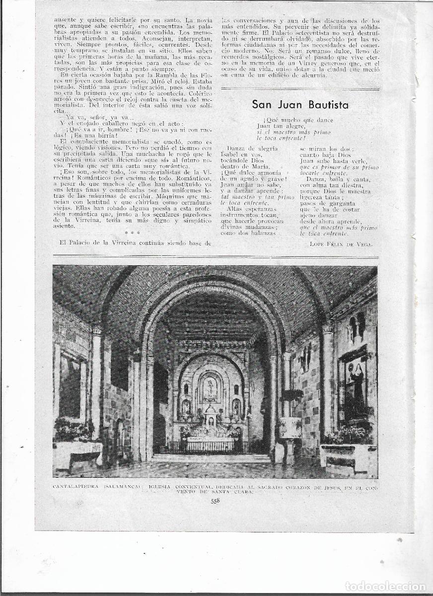 Coleccionismo: A&Ntilde;O 1935 RECORTE PRENSA CANTALAPIEDRA SALAMANCA CONVENTO SANTA CLARA IGLESIA SAGRADO CORAZON JESUS