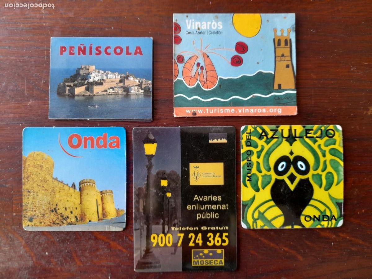 Collezionismo: lote de 5 imanes de nevera con publicidad de distintas poblaciones, Pe&ntilde;iscola, St Boi, Onda, Vinaros