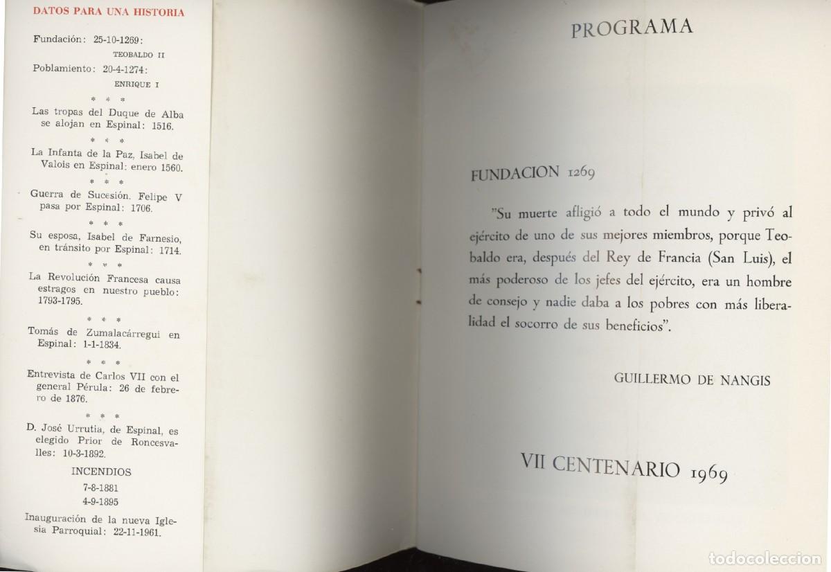 Coleccionismo: ESPINAL AURITZ - BERRI. VII CENTENARIO. 1969. - Foto 2