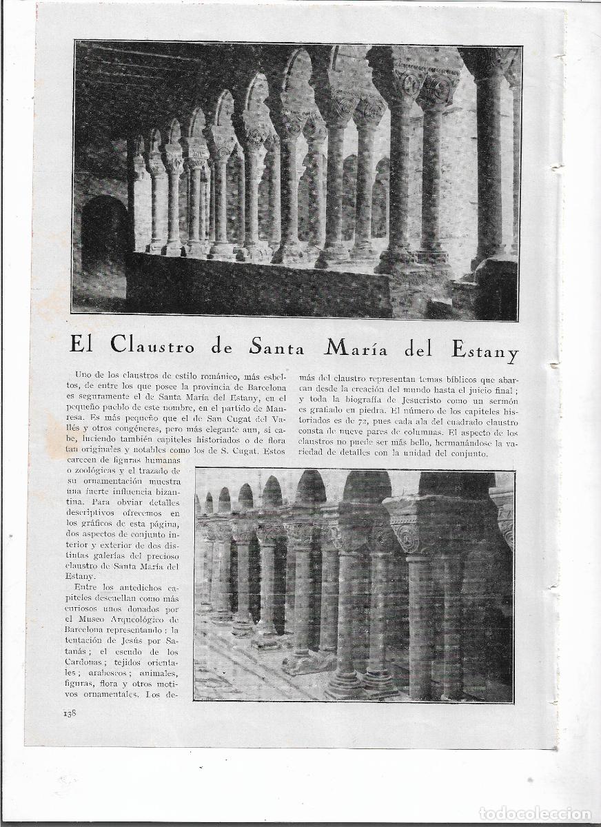 Coleccionismo: A&Ntilde;O 1928 RECORTE PRENSA EL CLAUSTRO DE SANTA MARIA DE L'ESTANY DEL ESTANY