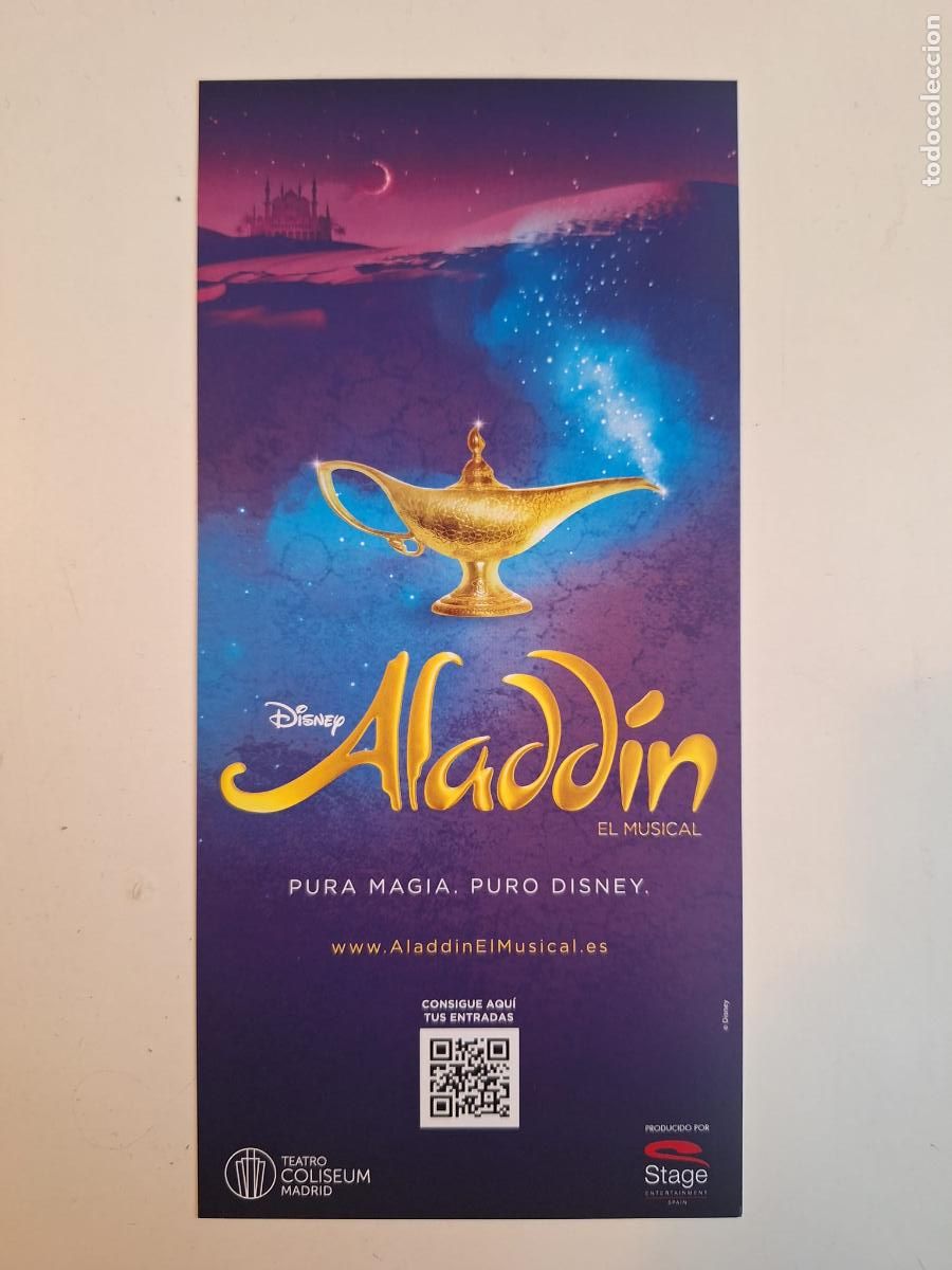 Coleccionismo: Hoja volandera Aladdin Musical Teatro Coliseum Madrid Alan Menken