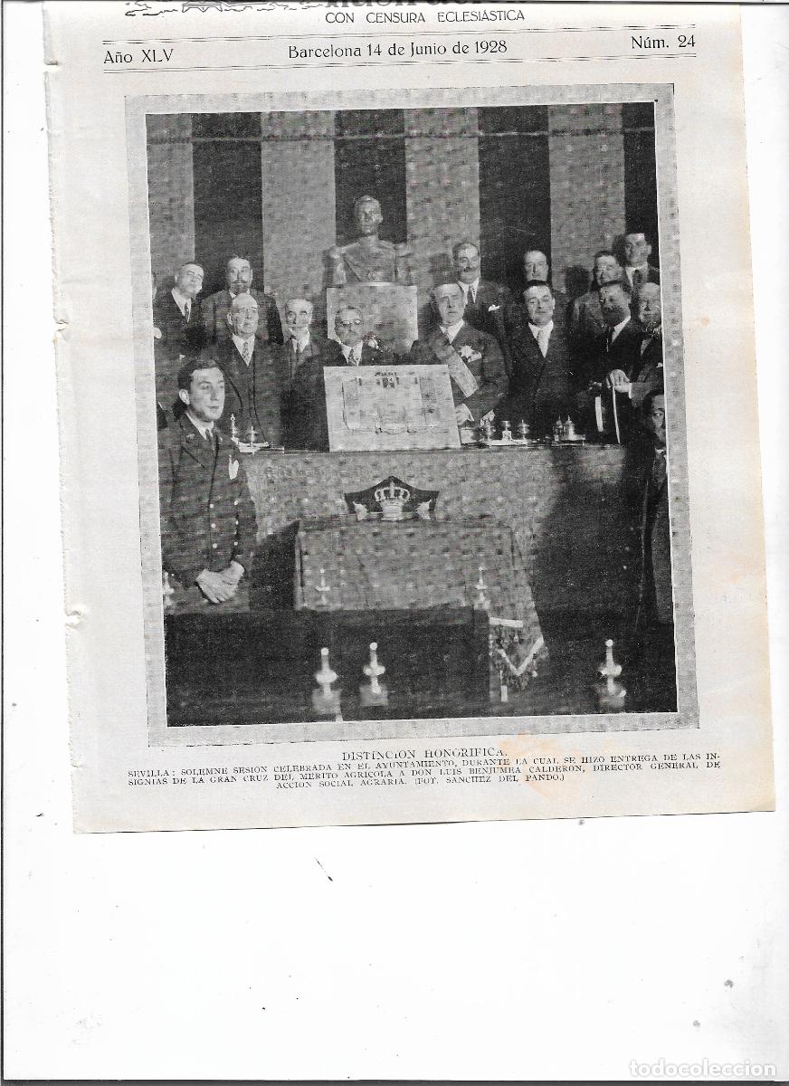 Collectionnisme: A&Ntilde;O 1928 RECORTE PRENSA SEVILLA AYUNTAMIENTO GRAN CRUZ MERITO AGRICOLA A LUIS BENJUMEA CALDERON