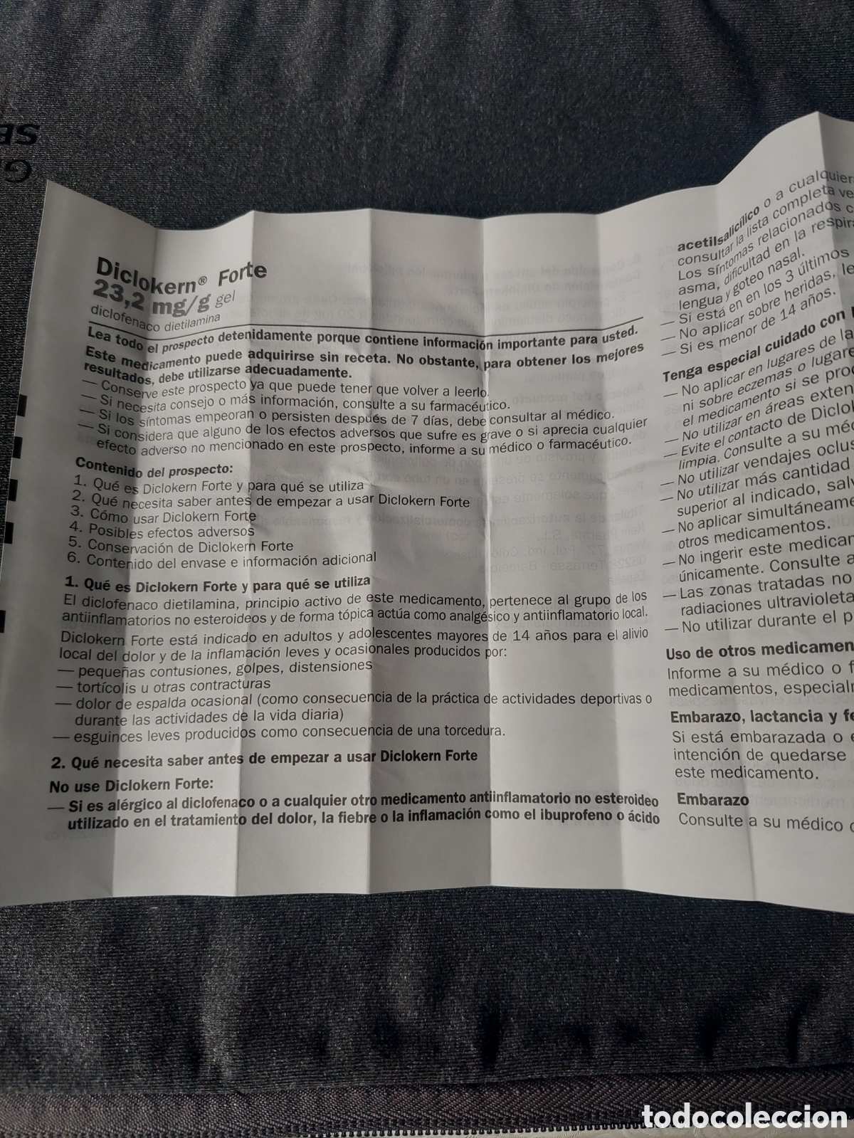 Collezionismo: PR&Oacute;SPETO MEDICAMENTOS DICLOKEN FORTE 23,2 MG gel